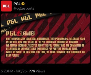 PGL Belgrade canceled and moved to PGL Bucharest studios