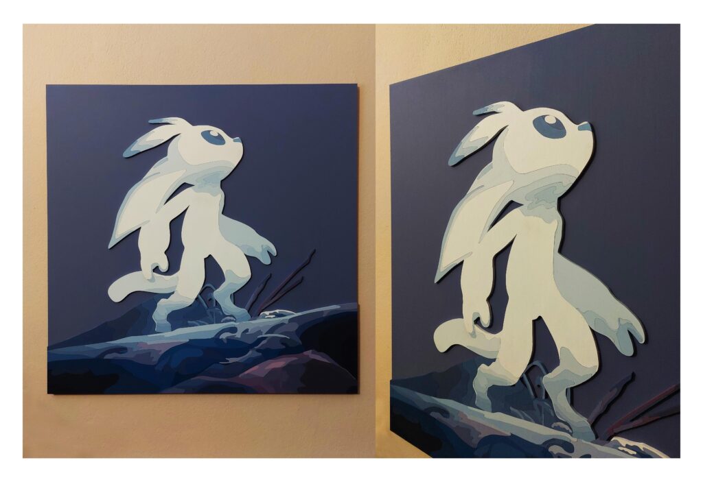 I made a wood art portrait of Ori from the video game Ori and the Blind Forest