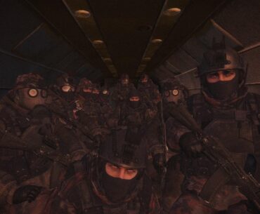 Archive photo of paratroopers of an unidentified VDV unit inside an MI-8 during their invasion of the United States, August 2016.