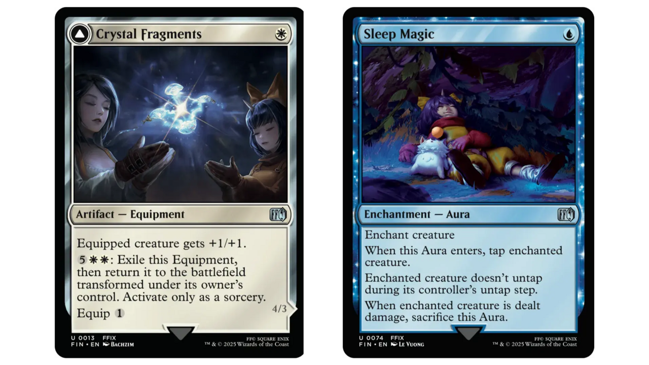 Crystal Fragments and Sleep Magic cards, both featuring Final Fantasy 9's Eiko.