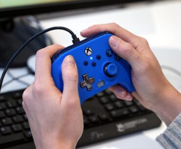 A person playing a video game
