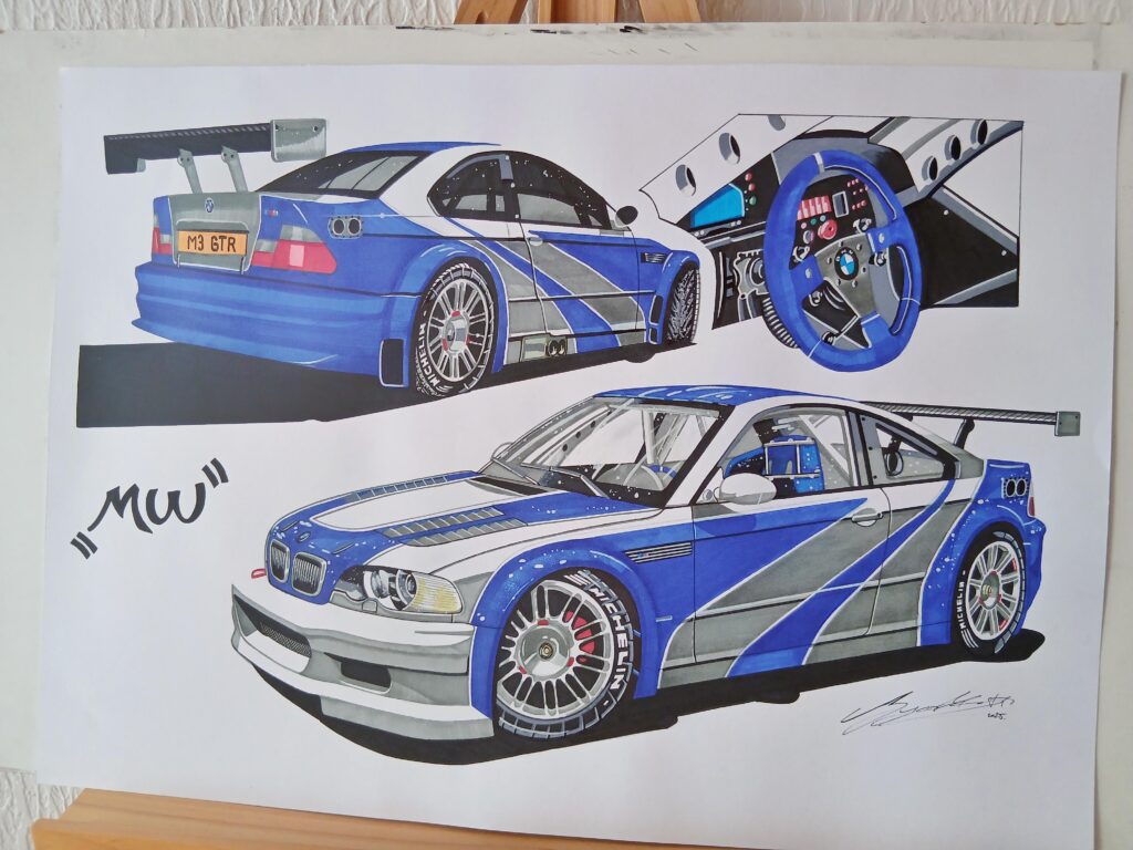Several days of hard work : Need for Speed Most Wanted M3 GTR drawing, done on a 70x50cm/27x19inch size paper