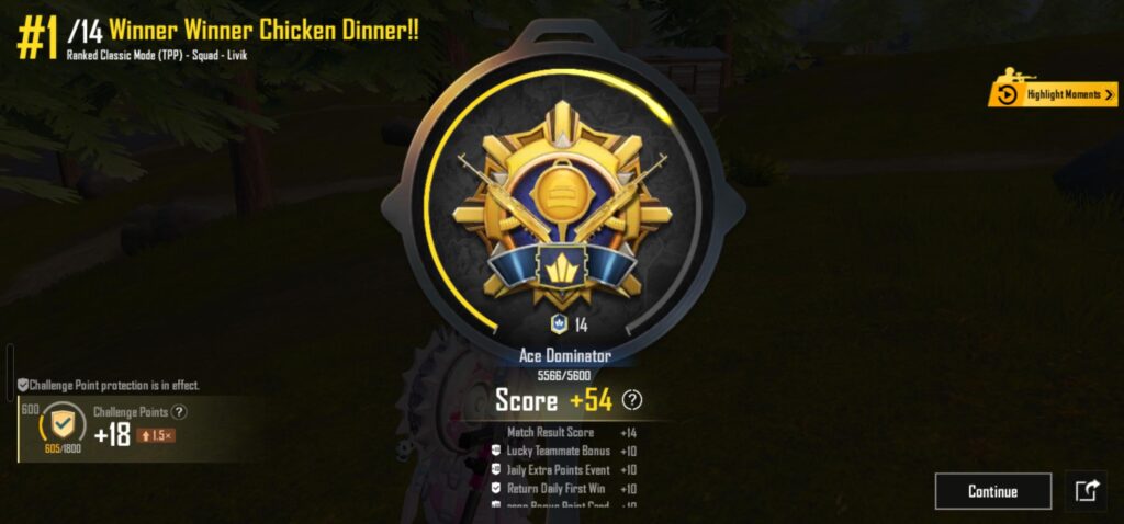 54 points in Ace Dominator is crazy