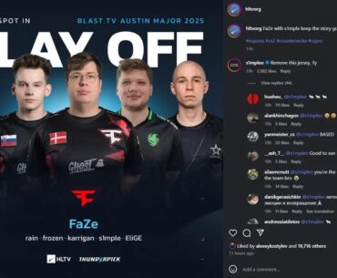 s1mple asked HLTV to remove Falcon shirt from Faze photo