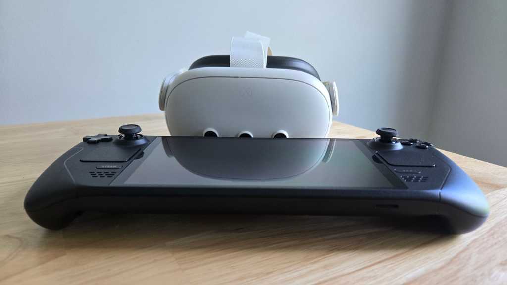 VR gaming isn’t dead yet! Valve’s Deckard headset is our last hope Meta Quest 3 VR headset and Steam Deck on table