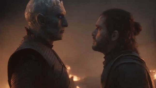 Jon Snow fights the Night King.