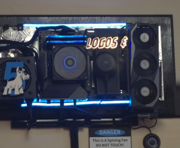 Proof of concept ~ Made a cheap wall hanging PC out of mainly spare parts at work with holographic fan