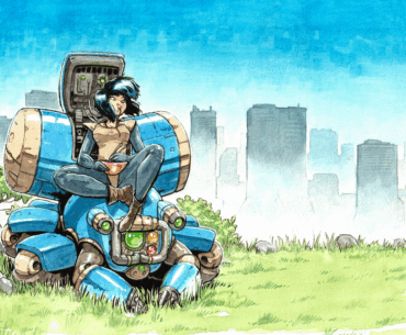 Motoko Kusanagi and Tachikoma fun art illustration. Watercolor and Ink. Made by me.