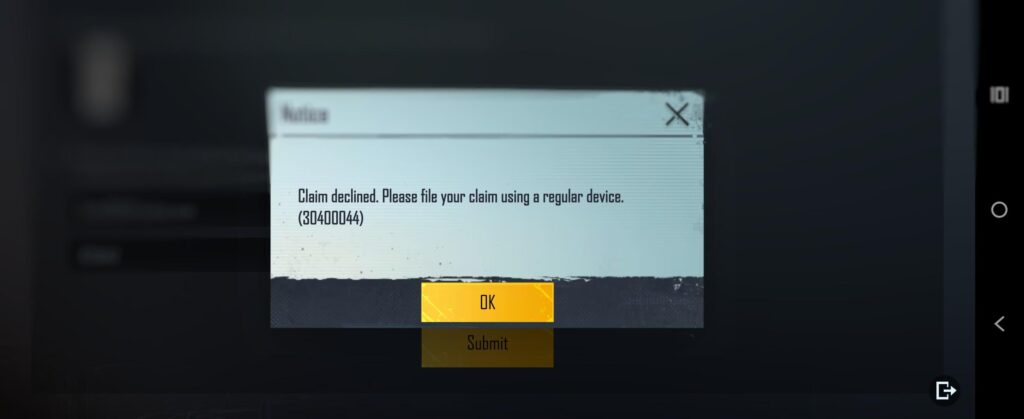 Tried to submit a claim to recover my hacked account but keep getting this. Please help me