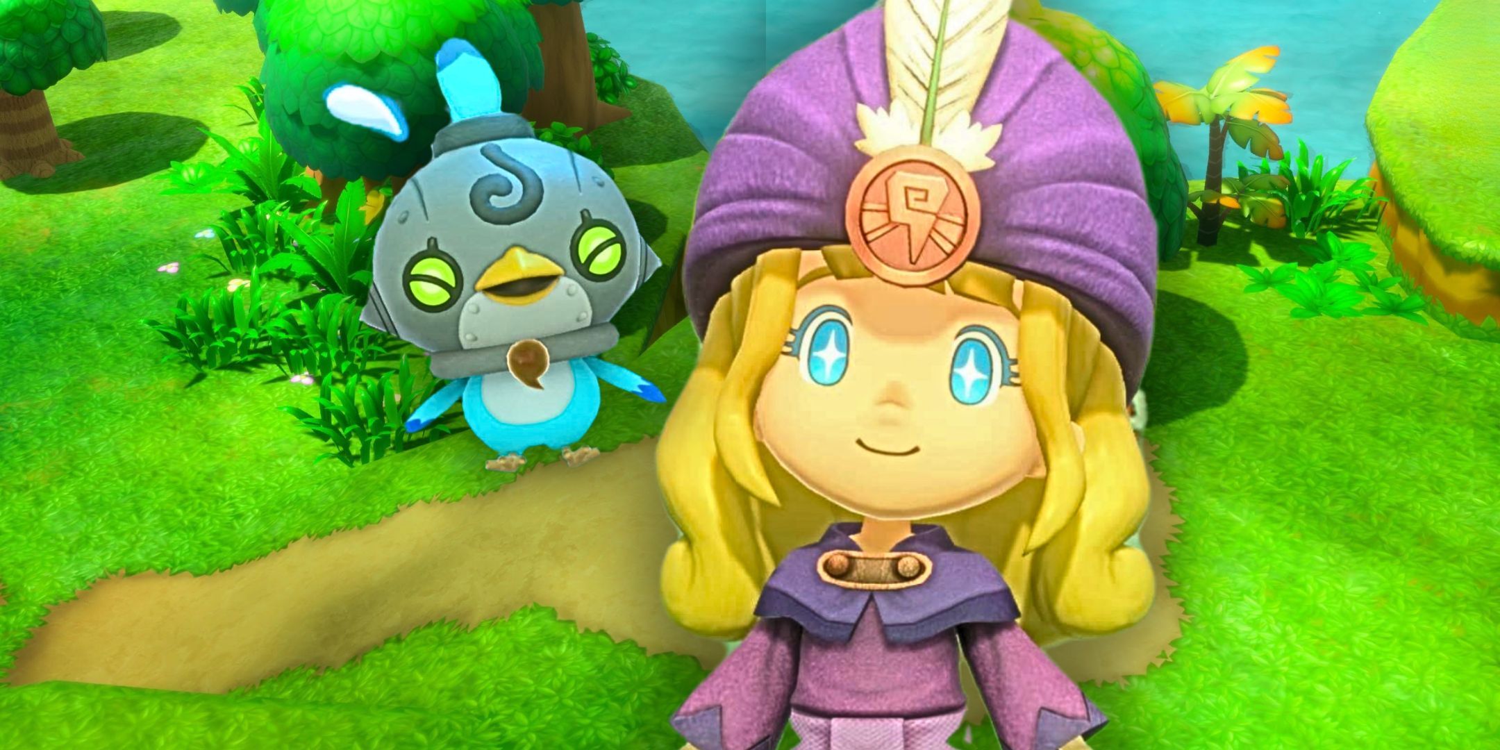 Fantasy Life i main character in a magician outfit with Trip next to them
