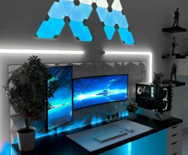 Coupled with the under-desk glow and plant accents, this space is beautifully balanced