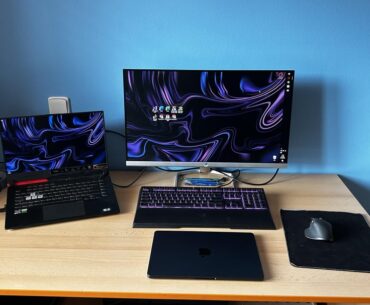 Bought a MacBook for school and work, so my gaming laptop became my "desktop". pretty happy with how it looks :D I designed a monitor shelf that I want to make during summer.