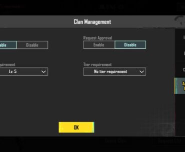 Auto approval settings for clan