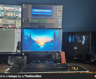 My desktop setup, currently working on my game console entertainment center. Updates to come.