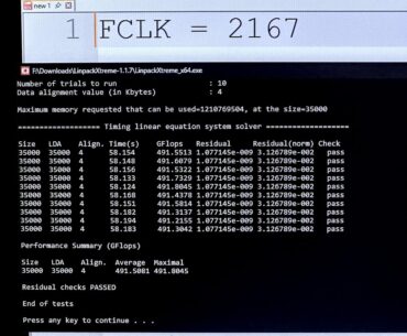 9800X3D Linpack Xtreme at FCLK 2167 vs 2200
