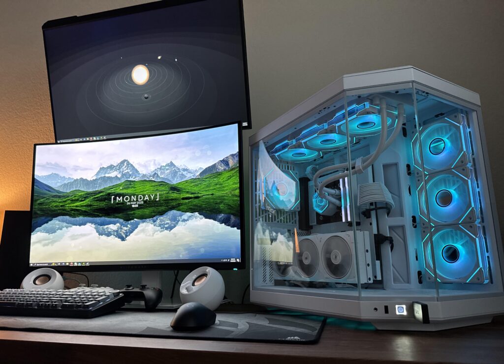 My modest station in my kid’s playroom.