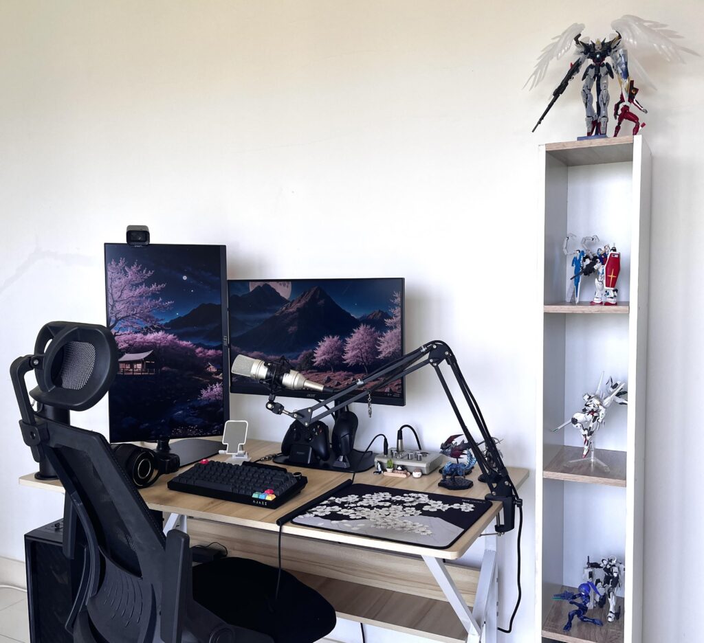 I’ll need to extend the display area for more Gunpla in the future and I’m thinking of hanging a shelf above. what else should I add?