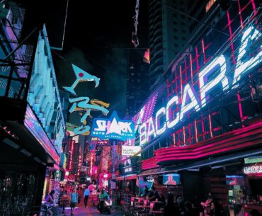 Took a photo of this vaguely cyberpunk looking street. Place's not so much high tech but...