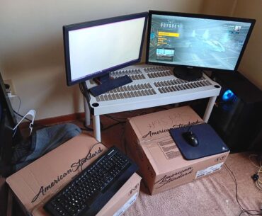 My buddy just moved into a new apartment and the mover dropped his desk out of the truck. This is the outcome until a new desk arrives.