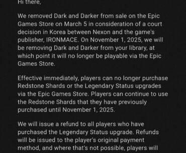 Dark And Darker removed from Epic.