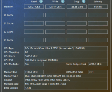 285K 8200 38-48-48-60 Overclock