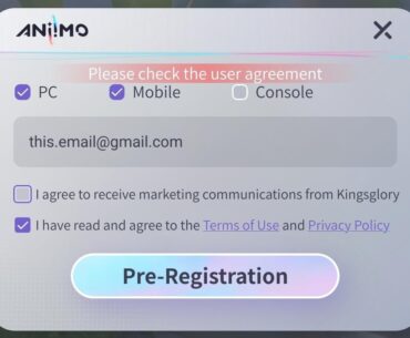 Aniimo - Not a good start:  apparently you cannot register and decline spam/marketing mail