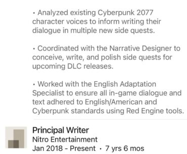 New Cyberpunk dlc being written and developed by Virtuos?