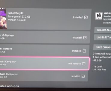Why don't I save the full amount of storage when I uninstall it on Xbox?