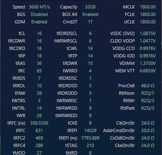 bought another 8gb x2 3600 cl 16 for ram upgrade. except primary timings, are these sub timings correct? it was already configured by mb.
