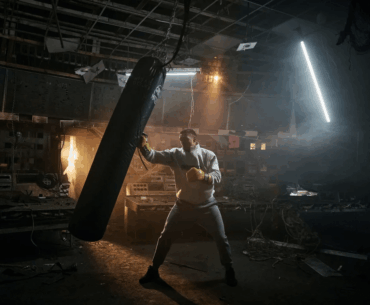 Ukrainian boxer Usyk training in the control room of a bombed energy station