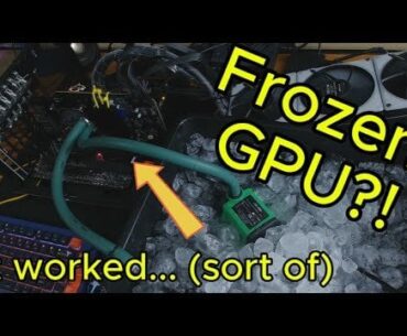 I bolted a hacked up AIO pump block to my RTX 2070 Super with some garden hose and 3D printed brackets, then put a fish tank pump in a bucket of ice.