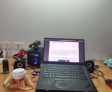 ICT student's battlestation with shitty speakers, mouse. Excuse the coffee cup.