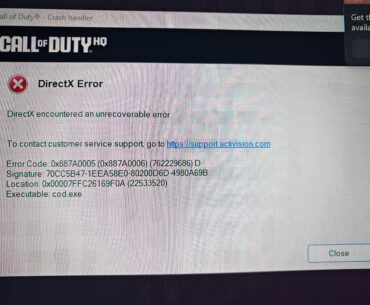 Call of Duty Warzone Directx error