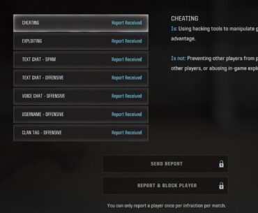 So what’s this you can’t report people for cheating now? Or is it a bug.