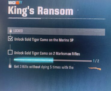Cant unlock king's ransom camo on Marine SP shotgun