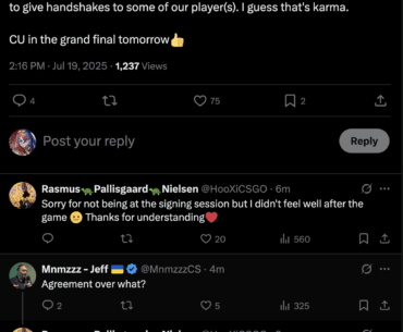 some sort of drama between Astralis and BetBoom. According to HooXi, they tried to get a "gentleman's agreement" with them over headwear (likely referring to ArtFr0st's cap) but BB refused, and some of their players apparently then refused to give handshakes for whatever reason.