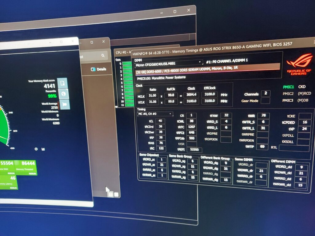 Micron B die crucial pro 32x2 6200 1:1 timings + trfc questions
