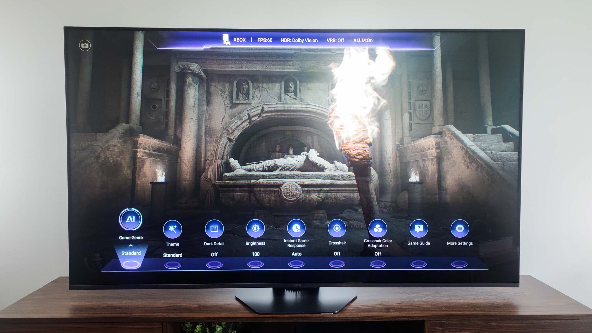 Playing Indiana Jones and the Great Circle on a Hisense U8QG Mini-LED TV.