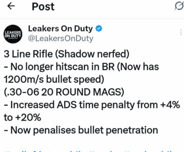 3 Line Rifle Shadow Nerfed