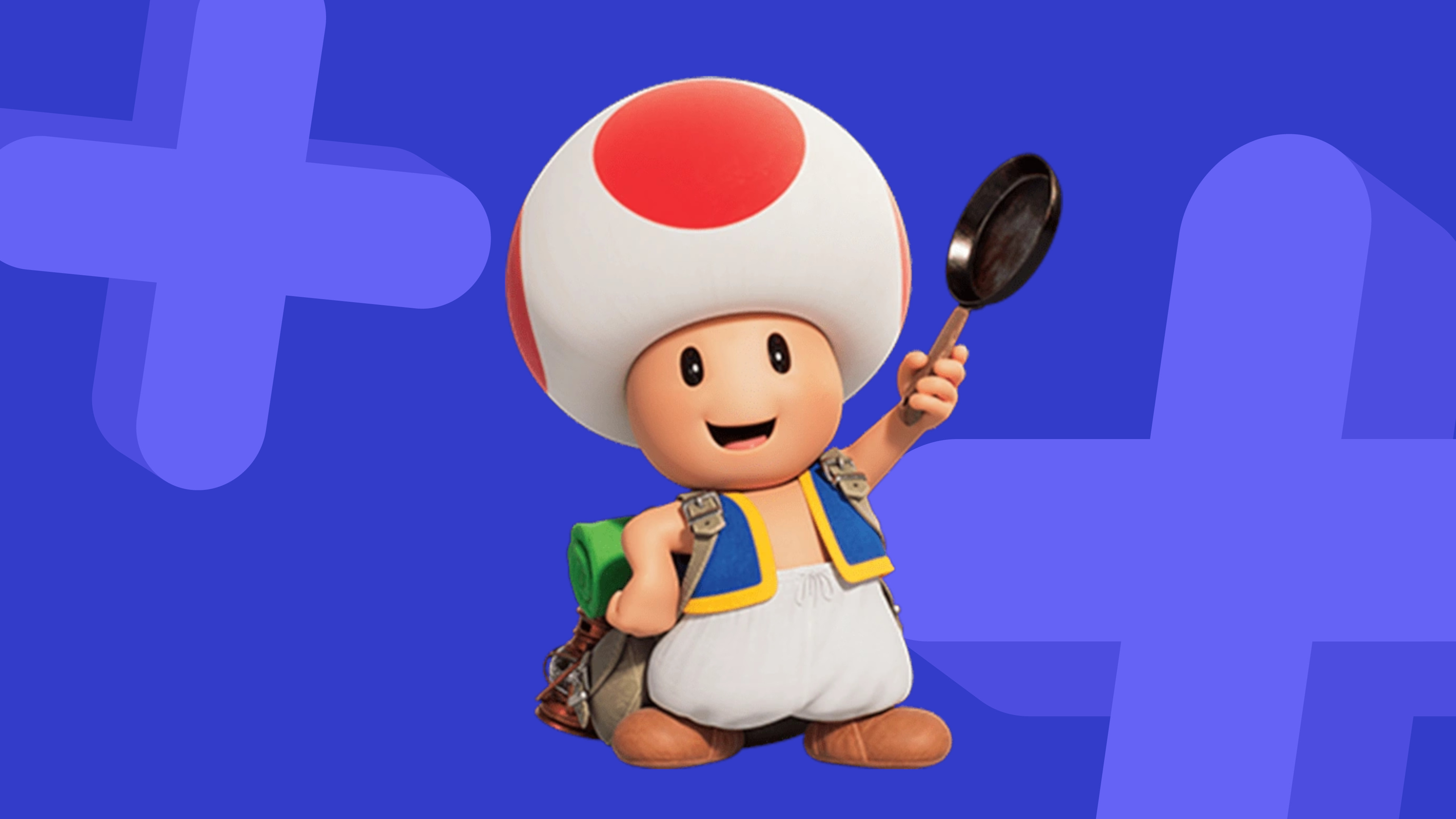 Toad with a magnifying glass on a blue background