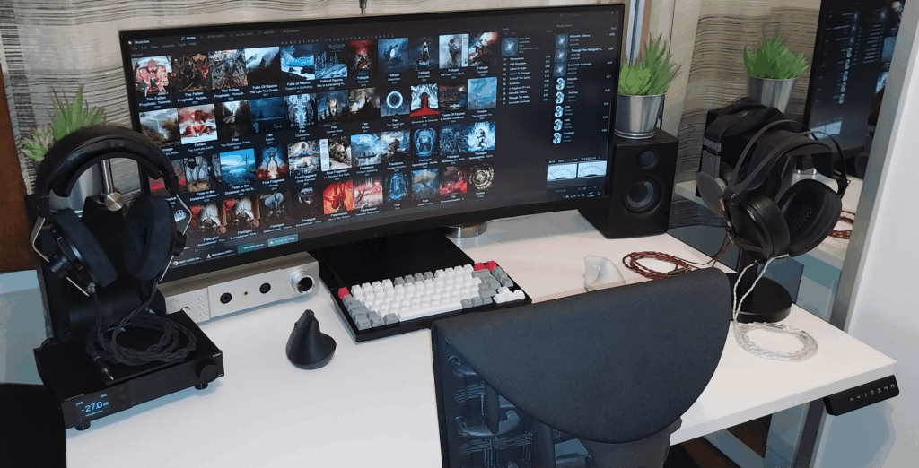 My corner station with some headphones