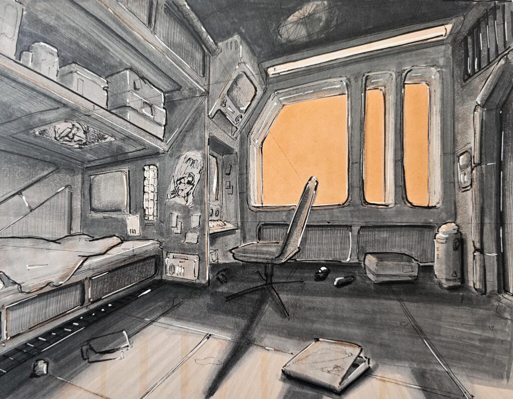 Yet another bedroom from my sketchbook.