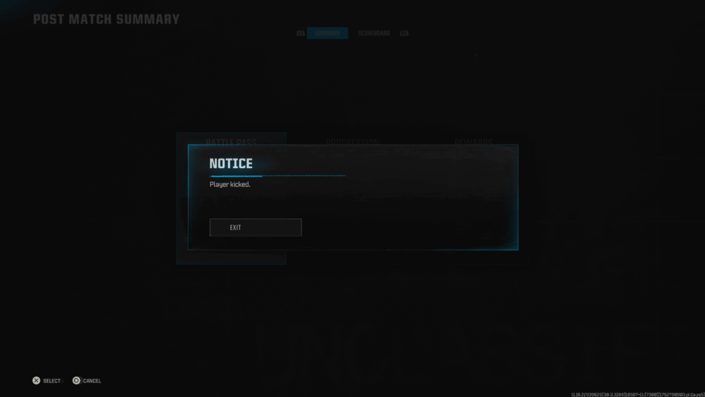 Player kicked when I was inside Havoc?