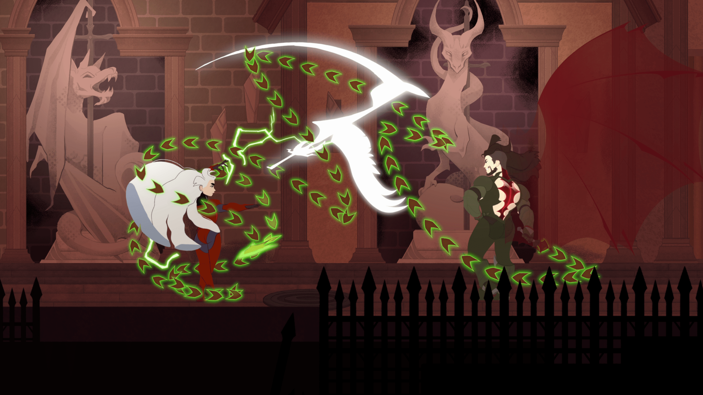 Shan dueling one of her siblings in At Fate’s End.