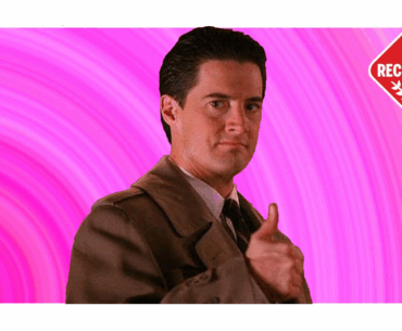 Special Agent Dale Cooper giving a thumbs up under a PC Gamer recommended badge on pink background