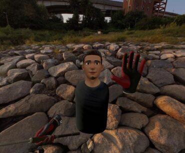 Waving to the virtual camera in Real VR Fishing