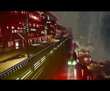 Cloudpunk flying car ambience