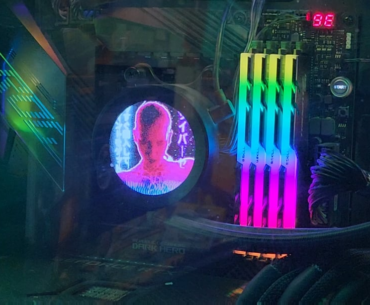 Video of the glitch art gif I made for my AIO coolers lcd display in IRL