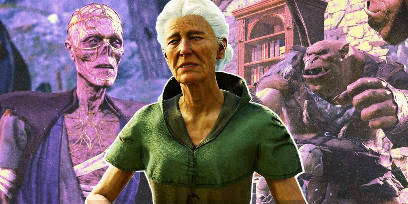 A collage of characters including Auntie Ethel, Ogres, and Withers from Baldur's Gate 3.