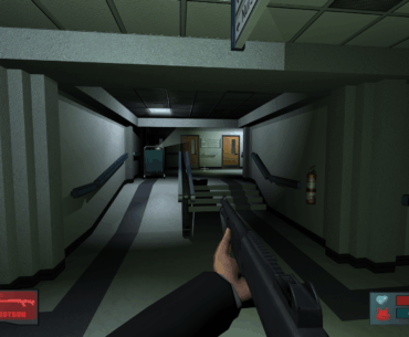This obscure game, Secret Service: Security Breach (2003), has many scenarios that remind me of FEAR 1's office complexes, with pitch black shadows and hard lighting.